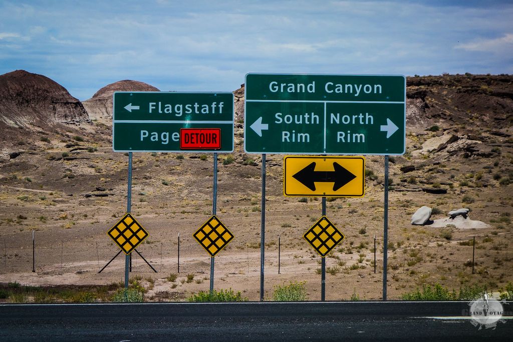 Attention, ne pas se tromper, on veut aller au South Rim, à gauche !